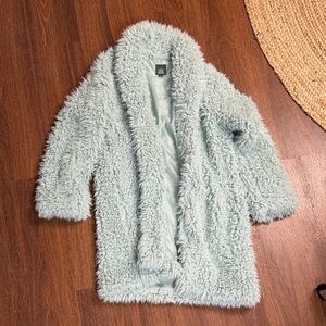 Wild Fable furry mint green pastel fuzzy coat medium target